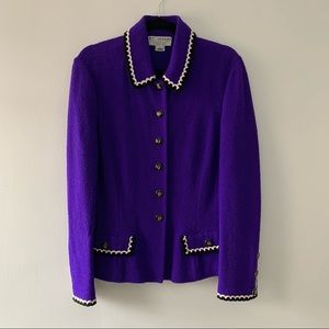 St.John’s Collection Boucle Jacket with Contrast Trim Details